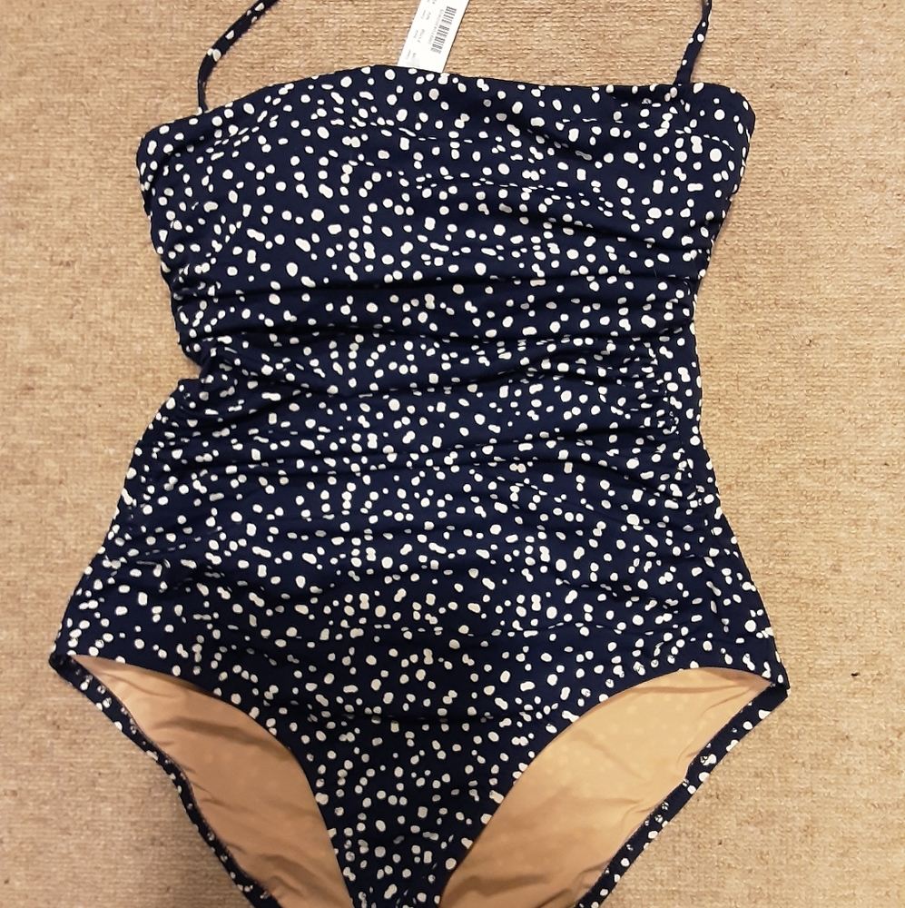 jcrew polka dot bandeau one piece swim with tags